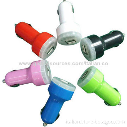 Colorful 2.1A charger in car with dual USB port, OEM support